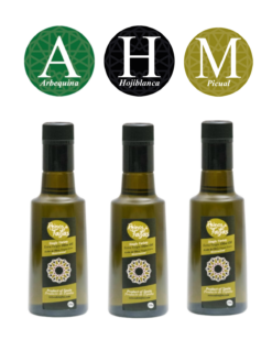 Arbequina, Hojiblanca, Picual extra virgin olive oil 250ml, olive oil gift set