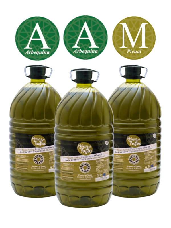 arbequina, picual, olive oil 5 litres